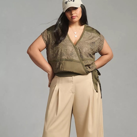 Anthropologie Tiny Tatiana Wrap Top Green • 1X - Picture 2 of 9